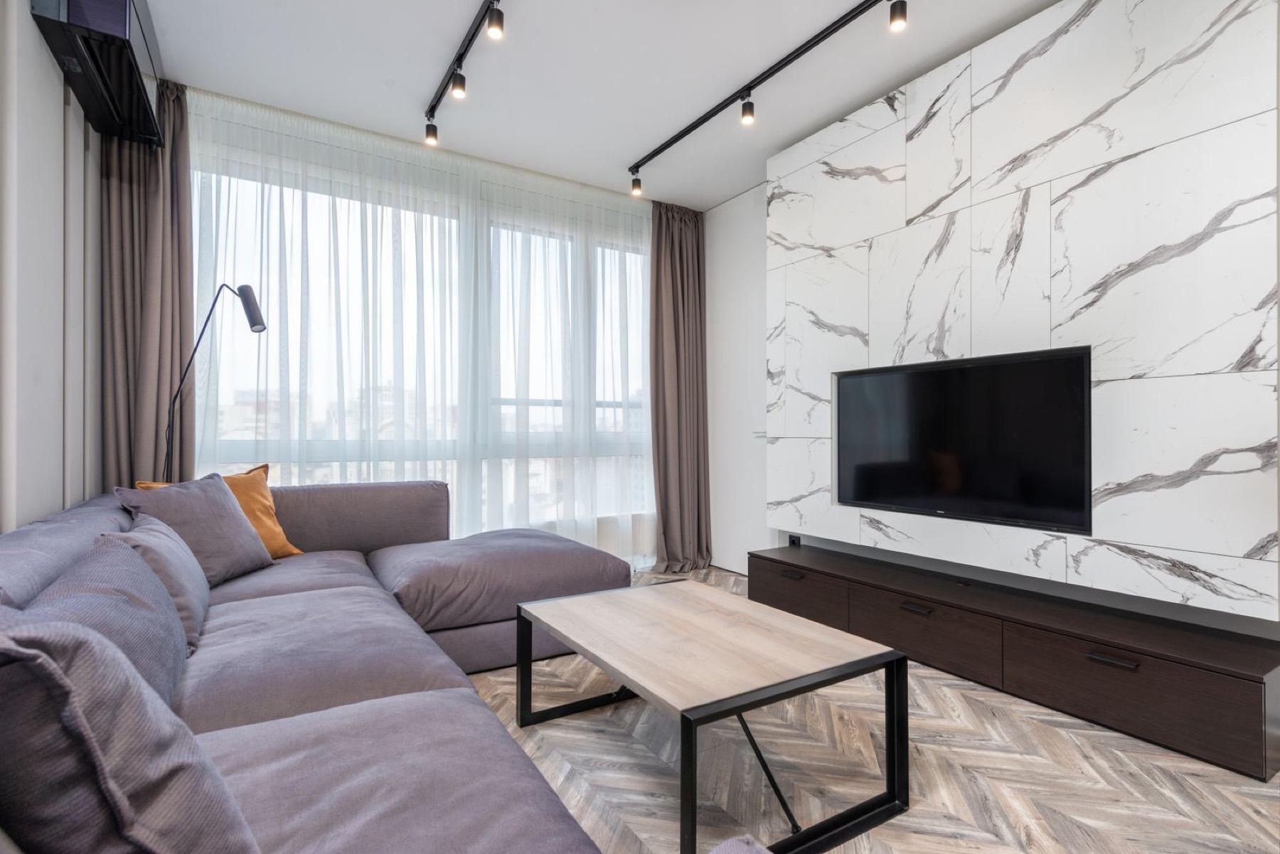 Modern lounge with stone finishes